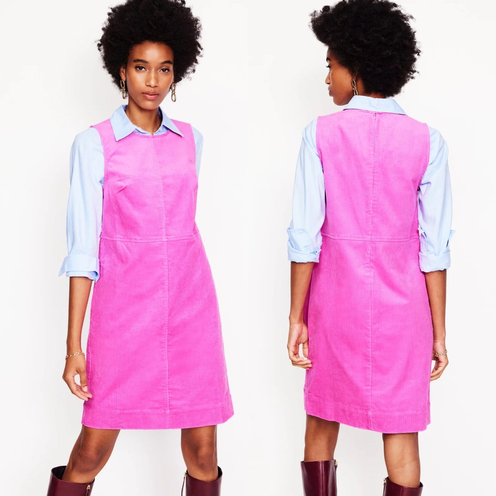 Boden • NWT Pia Cord Shift Dress Sz‎ 12 Pink Preppy Cotton Blend